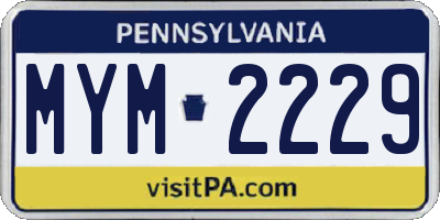 PA license plate MYM2229