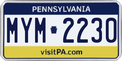 PA license plate MYM2230