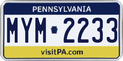 PA license plate MYM2233