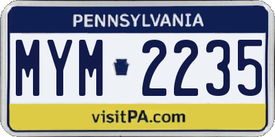 PA license plate MYM2235