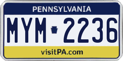 PA license plate MYM2236