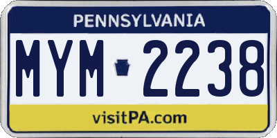 PA license plate MYM2238