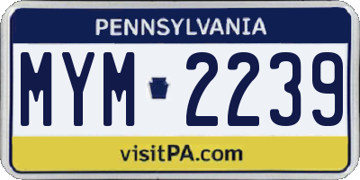 PA license plate MYM2239