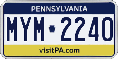 PA license plate MYM2240