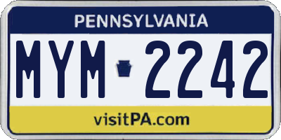 PA license plate MYM2242