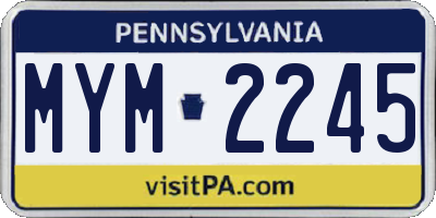 PA license plate MYM2245