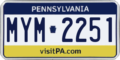 PA license plate MYM2251