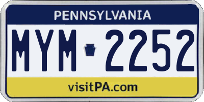 PA license plate MYM2252