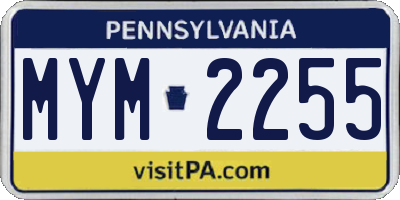 PA license plate MYM2255