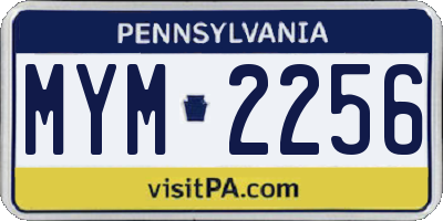 PA license plate MYM2256