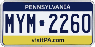 PA license plate MYM2260