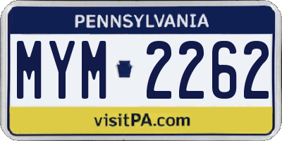 PA license plate MYM2262