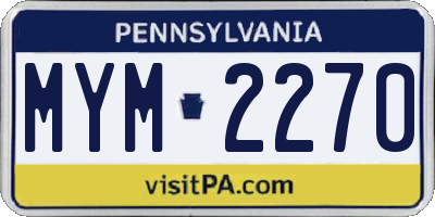PA license plate MYM2270
