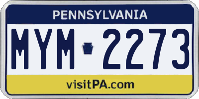 PA license plate MYM2273