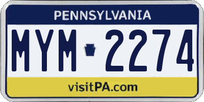 PA license plate MYM2274