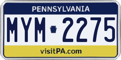 PA license plate MYM2275