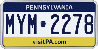 PA license plate MYM2278