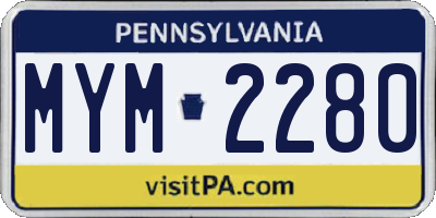 PA license plate MYM2280
