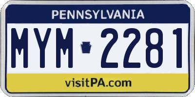 PA license plate MYM2281