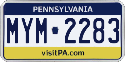 PA license plate MYM2283