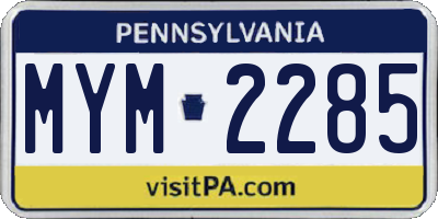 PA license plate MYM2285