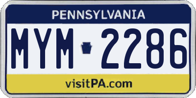 PA license plate MYM2286