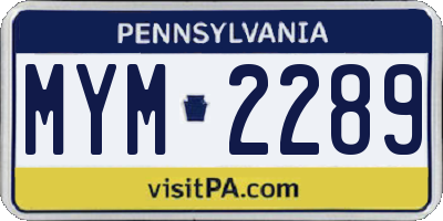 PA license plate MYM2289