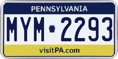 PA license plate MYM2293