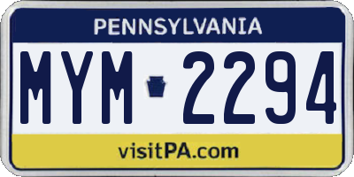 PA license plate MYM2294