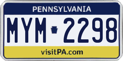 PA license plate MYM2298