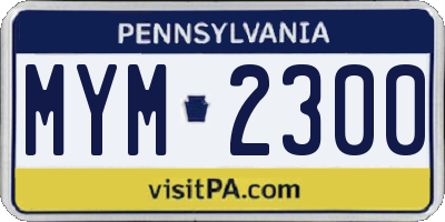 PA license plate MYM2300