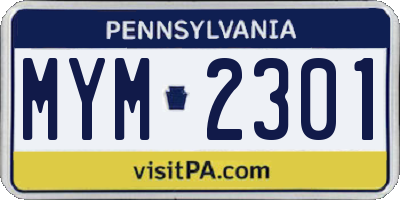 PA license plate MYM2301