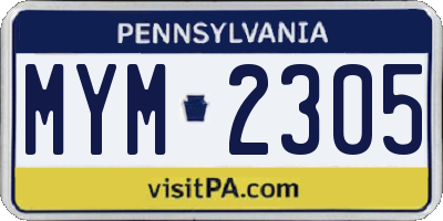 PA license plate MYM2305
