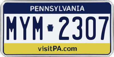 PA license plate MYM2307