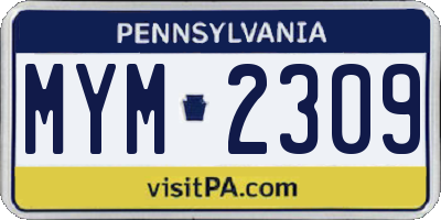 PA license plate MYM2309