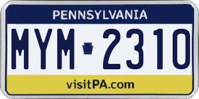 PA license plate MYM2310