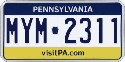 PA license plate MYM2311