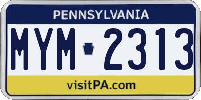 PA license plate MYM2313