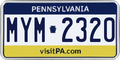 PA license plate MYM2320