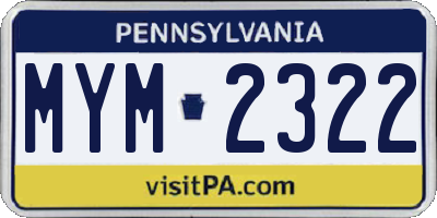 PA license plate MYM2322