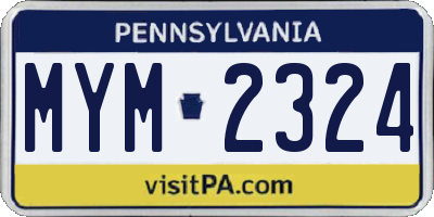 PA license plate MYM2324