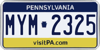 PA license plate MYM2325