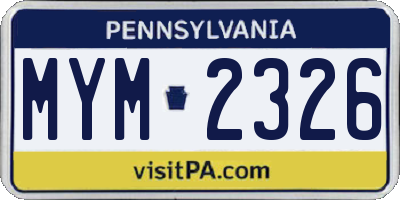 PA license plate MYM2326