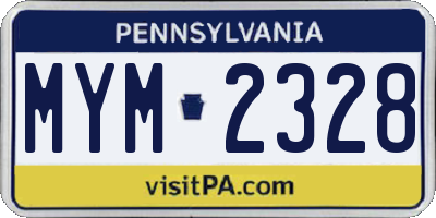 PA license plate MYM2328