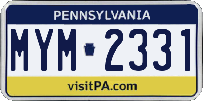 PA license plate MYM2331