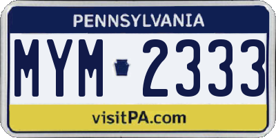 PA license plate MYM2333