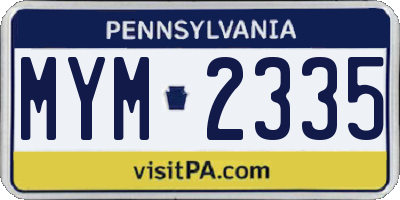 PA license plate MYM2335