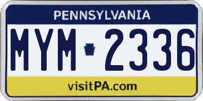 PA license plate MYM2336