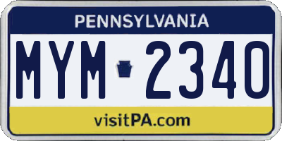 PA license plate MYM2340