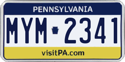 PA license plate MYM2341